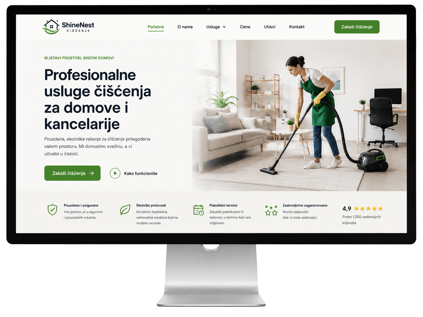Example Micro Web site — a landing page with services, pricing and client reviews